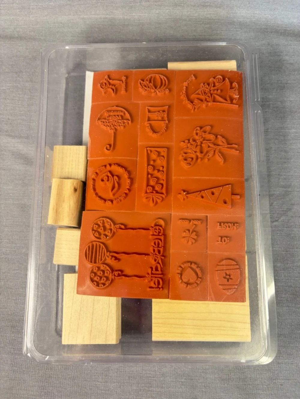 NEW Stampin' Up Tag Time (2004) Set of 14 Wood Mounted Rubber Stamps Retired
